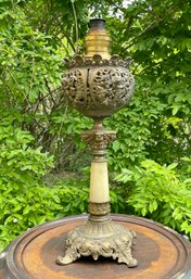 Antique Brass And Onyx Banquet Lamp (CTF20)