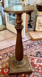 Antique Oak Pedestal Stand