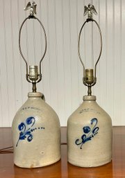 Two Antique Bennington Vermont Stoneware Lamps (CTF20)