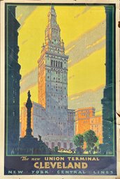 New Union Terminal Cleveland Railway Poster, Leslie Ragan (CTF10)