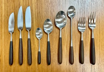 Vintage Lauffer Norway Rosewood And Stainless Flatware, 124pcs (CTF10)