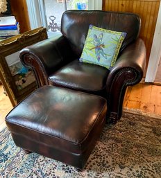 Leather Club Chair And Ottoman (CTF60)