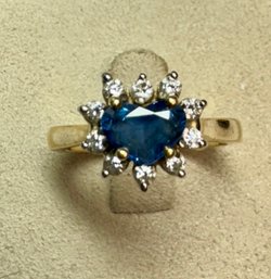 18K Gold Sapphire & Diamond Ring
