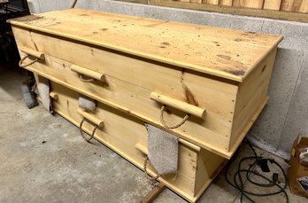 Two Hand Crafted Pine Coffins