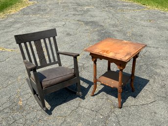 Antique Rocking Chair And Lamp Table (CTF30)