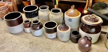 Antique Brown And White Crocks And Jugs, 12 (CTF40)