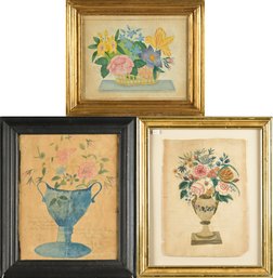 Three 19th C. Watercolors, Florals (CTF10)