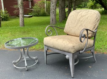 Vintage Cast Aluminum Patio Chair And Table, 2 Pcs (CTF20)