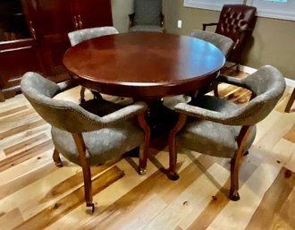 Cherry Pedestal Base Table, 4 Chairs
