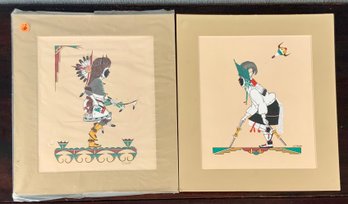 Two J.D. Roybal Silk Screens, Native Dancers (CTF10)