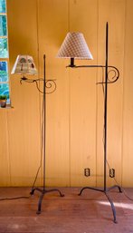 Two Vintage Wrought Iron Floor Lamps (CTF20)