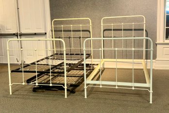 Pr. White Painted Iron Twin Beds (CTF30)