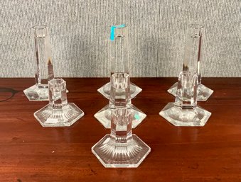 Tiffany & Co Signed Glass Candlesticks, 7pcs.  (CTF20)