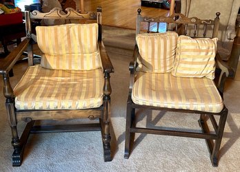 Two Vintage Maple Carved Wood Chairs (CTF30)