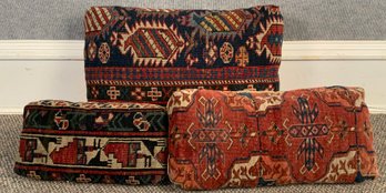 Three Vintage Oriental Rug Throw Pillows (CTF10)