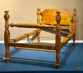 19th C. American Tiger Maple Twin/ Double Size Bed (CTF20)