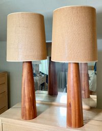 Mid-century Wooden Torpedo Lamps (CTF20)