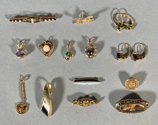 14k Gold Pendants, Pins And More, 16pcs.  (CTF10)