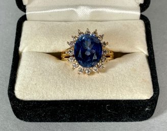 Syn. Sapphire And Diamond 14k Ring (CTF10)