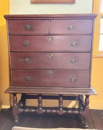 Antique Red Painted Chest On Frame (CTF40)