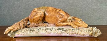 Antique Meissen Porcelain Greyhound On Pillow (CTF20)