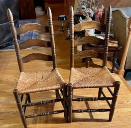 Pr Rush Seat Ladder Back Chairs (CTF20)