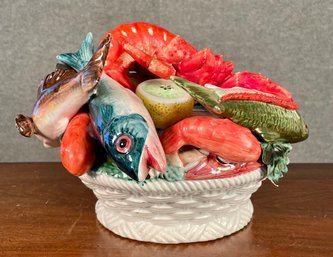 Vintage Italian Majolica Ceramic Seafood Centerpiece (CTF20)