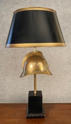 Vintage Brass Firemans Helmet Table Lamp (CTF20)