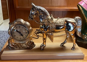 Vintage Brass United Metal Works Horse Clock