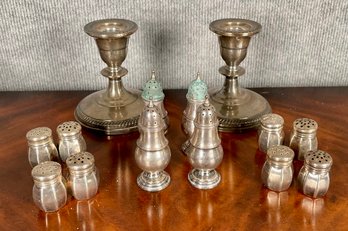 Sterling Candlesticks And Salt Shakers (CTF10)