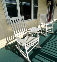 White Porch Rockers And Stand 1 Of 2