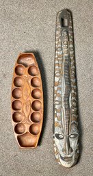 African Wooden Mask And Mancala Board (CTF10)