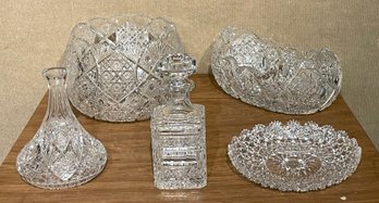 Vintage Cut Glass, With Cracks, 5pcs (CTF20)