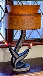 Mid Century Chalkware Twin Flame Lamp