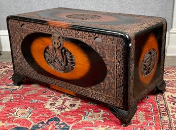 Vintage Carved Camphor Wood Chest (CTF20)