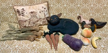 Vintage Stuffed Fabric Items, Fruit, Cats And More (CTF10)