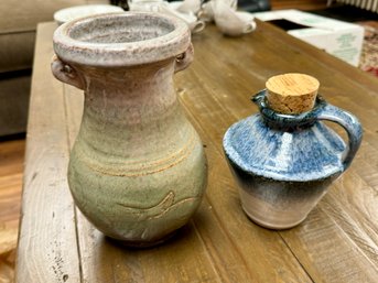 Two Art Pottery Pitcher And Vessel