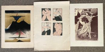 Three Unframed Prints, Tuvia Beeri, Regine LHeritier And Other (CTF10)