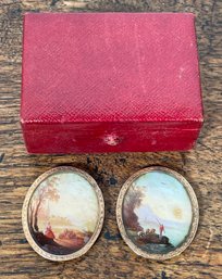 Two Miniature Oval Paintings, Landscapes (CTF10)