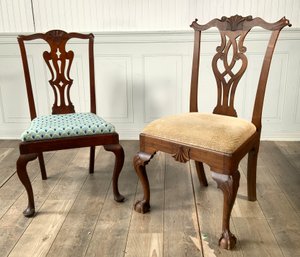 Vintage Chippendale And Queen Anne Side Chairs, 2pcs (CTF20)