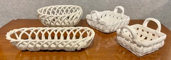 Ceramic Lattice Bread Servers, 4 Pcs  (CTF20)