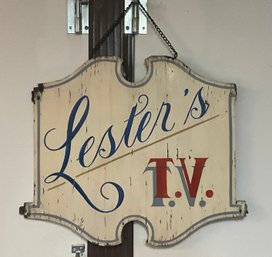Vintage Lesters TV Wood Sign