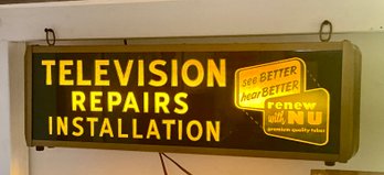 Television Repairs Installation Lighted Hanging Sign