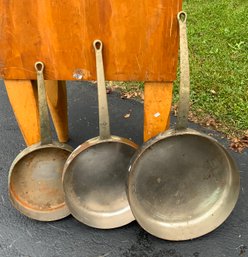 Three Large Vintage Copper Pans (CTF20)