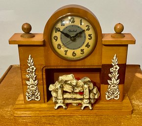 Vintage United Lighted Fireplace Clock