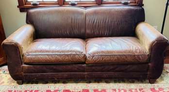 Mitchell Gold Brown Leather Sofa (CTF40)