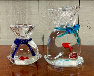 Two Murano Glass Fish In Bags (CTF10)