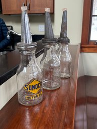 Three Antique Oil Bottles With Spouts (CTF10)