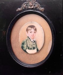 19th C. Miniature Portrait Of Boy, Thelma Zak Estate (CTF10)