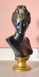 Fine Antique Bronze, Bust Of Woman (CTF10)